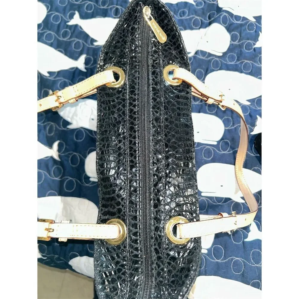 Michael Kors Black Python Embossed Leather Shoulder Bag Women's Handbag - Picture 6 of 10
